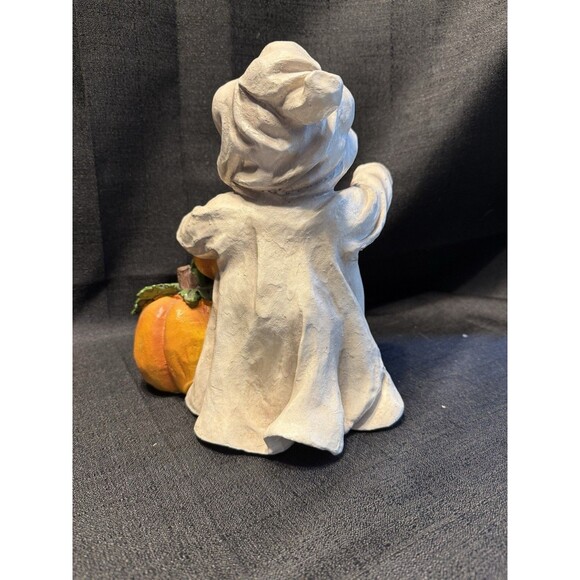 Halloween Light Up Teddy Bear With Pumpkins Vintage 2000 Resin - Picture 4 of 9